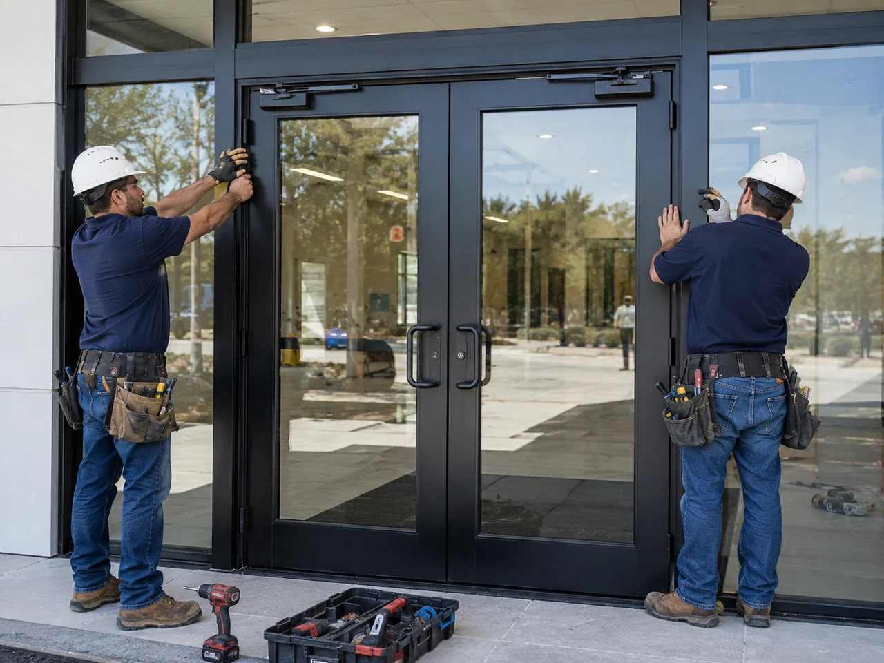 National Glass & Construction commercial impact doors team in Miami, FL